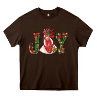 Chocolate Brown christmas joy with rooster Heavy Core Tee - RanaPortraitStore