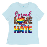 Baby Blue spread love not hate Ladies Tee - Zillion Design Studio
