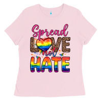 Bubblegum Pink spread love not hate Ladies Tee - Zillion Design Studio