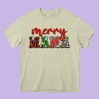 Christmas Merry Mama Heavy Core Tee Designed By Barkaloodesign