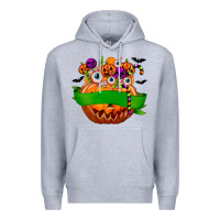 Heather Grey Personalized Boy Halloween Candy Premium Hoodie - texasbilliewilder