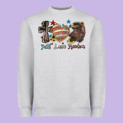 Faith Love Freedom Usa Heavyweight Sweatshirt Designed By Nancycooperartshop