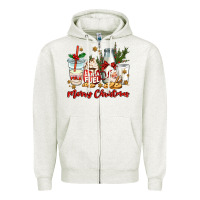 Oatmeal Heather santa fuel merry christmas Zipper Hoodie - MaliasSmallBusiness