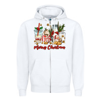 White santa fuel merry christmas Zipper Hoodie - MaliasSmallBusiness