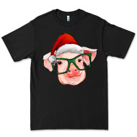 Black christmas pig with santa claus hat Premium Tee - RanaPortraitStore