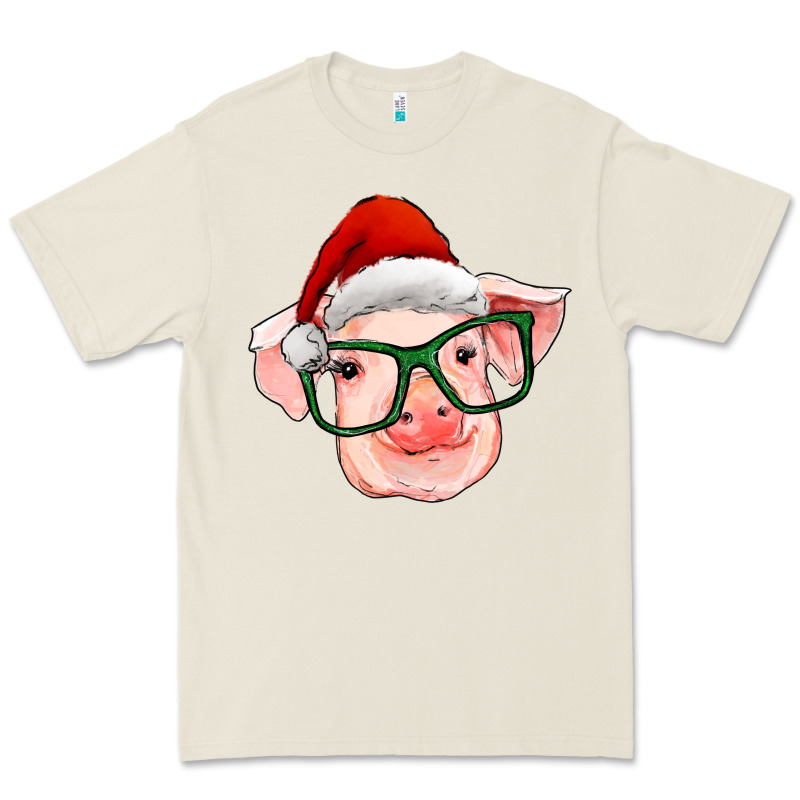 Christmas Pig With Santa Claus Hat Premium Tee by RanaPortraitStore | Teevron
