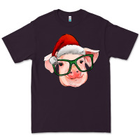 Plum christmas pig with santa claus hat Premium Tee - RanaPortraitStore