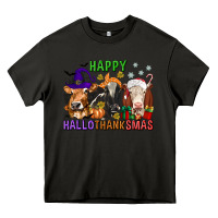 Asphalt happy hallothanksmas with cow Heavy Core Tee - texasbilliewilder