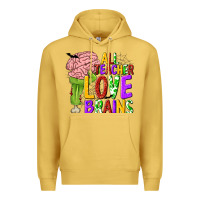 Antique Gold All Teacher Love Brains Premium Hoodie - texasbilliewilder