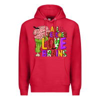 Cardinal All Teacher Love Brains Premium Hoodie - texasbilliewilder