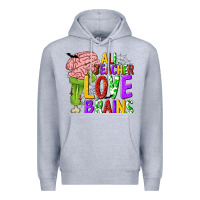 Heather Grey All Teacher Love Brains Premium Hoodie - texasbilliewilder
