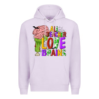 Lilac All Teacher Love Brains Premium Hoodie - texasbilliewilder