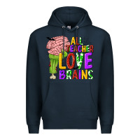 Navy All Teacher Love Brains Premium Hoodie - texasbilliewilder