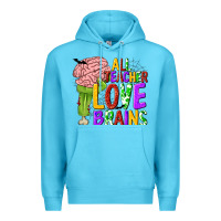 Ocean Blue All Teacher Love Brains Premium Hoodie - texasbilliewilder