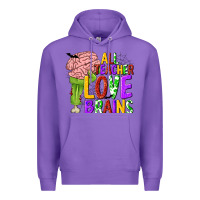 Purple All Teacher Love Brains Premium Hoodie - texasbilliewilder