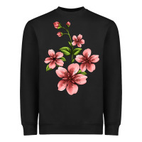Black pink flowers hibiscus Heavyweight Sweatshirt - Jasminsmagicworld