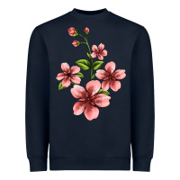Navy pink flowers hibiscus Heavyweight Sweatshirt - Jasminsmagicworld
