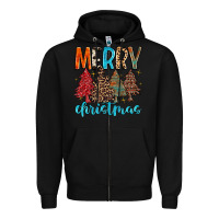 Black merry christmas trees Zipper Hoodie - MaliasSmallBusiness