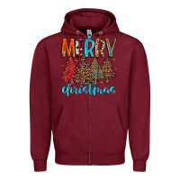 Burgundy merry christmas trees Zipper Hoodie - MaliasSmallBusiness
