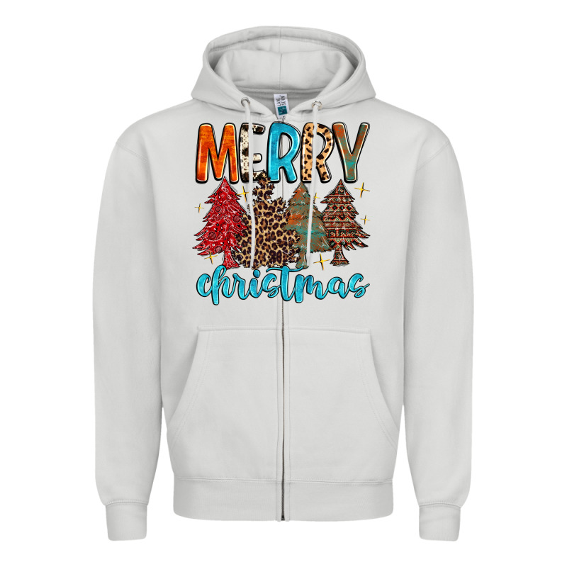 Merry Christmas Trees Zipper Hoodie by MaliasSmallBusiness | Teevron