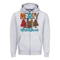 Heather Grey merry christmas trees Zipper Hoodie - MaliasSmallBusiness