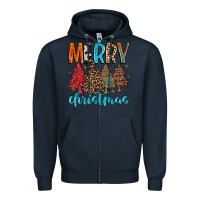 Navy merry christmas trees Zipper Hoodie - MaliasSmallBusiness