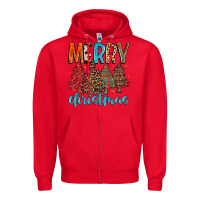 Red merry christmas trees Zipper Hoodie - MaliasSmallBusiness