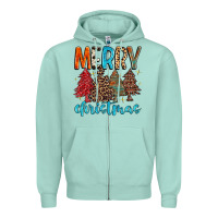 Seafoam merry christmas trees Zipper Hoodie - MaliasSmallBusiness