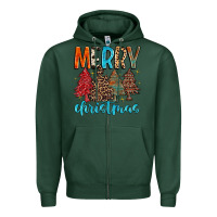 Sports Green merry christmas trees Zipper Hoodie - MaliasSmallBusiness