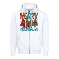 White merry christmas trees Zipper Hoodie - MaliasSmallBusiness