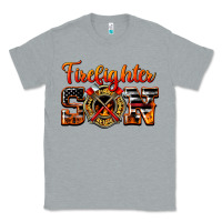 Heather Grey American Flag Firefighter Son Classic Tee - LillyAllenDesigns