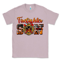 Lilac American Flag Firefighter Son Classic Tee - LillyAllenDesigns