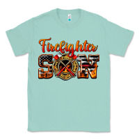 Seafoam American Flag Firefighter Son Classic Tee - LillyAllenDesigns