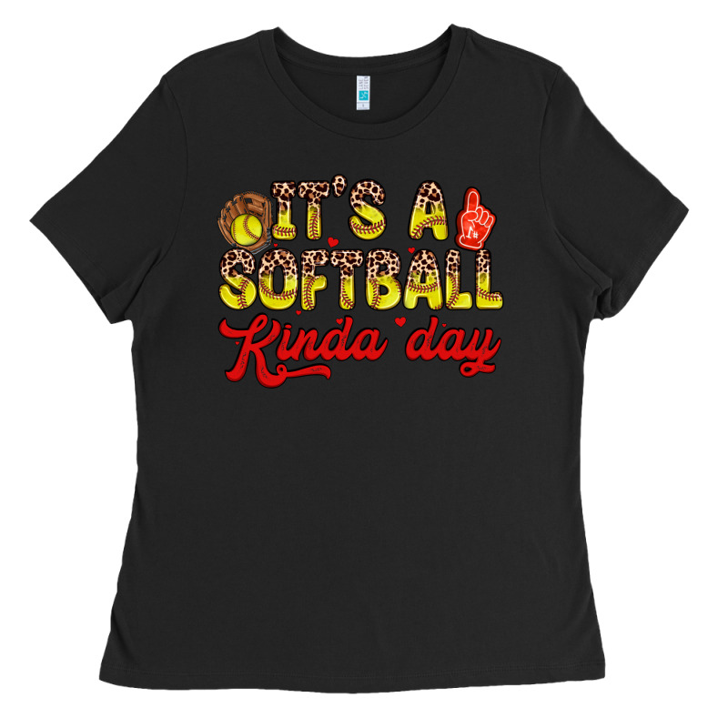 It S A Softball Kinda Day Ladies Tee by Zillion Design Studio | Teevron