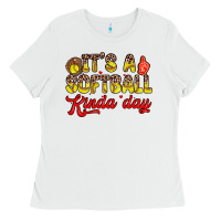 White it s a softball kinda day Ladies Tee - Zillion Design Studio