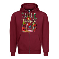 Burgundy santas favorite elf Zipper Hoodie - MaliasSmallBusiness