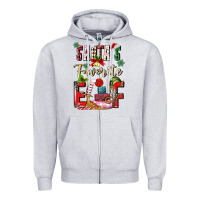 Heather Grey santas favorite elf Zipper Hoodie - MaliasSmallBusiness