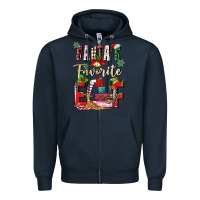 Navy santas favorite elf Zipper Hoodie - MaliasSmallBusiness