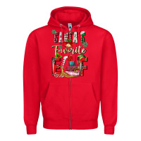Red santas favorite elf Zipper Hoodie - MaliasSmallBusiness
