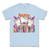 Dusty Blue Happy Easter Classic Tee - CowhideDigitalArt