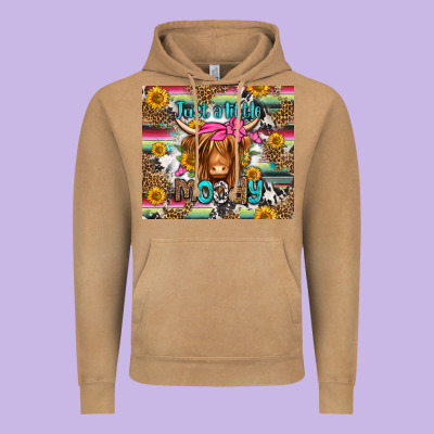 Just A Little Moody Long Haired Cow Vintage Hoodie Designed By Jasminsmagicworld