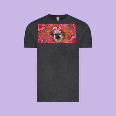 Easter Heifer With Bunny Ears And Glasses License Plate Vintage Tee Designed By Artiststas