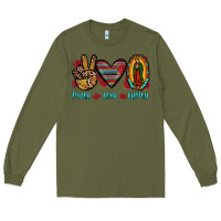 Army Green peace love lupita Long Sleeve Tee - JahusDesignShop