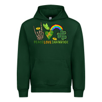 Forest Green Peace Love Shamrock  St. Patrick's Day Urban Hoodie - CowGirlArtShop