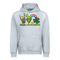 Heather Grey Peace Love Shamrock  St. Patrick's Day Urban Hoodie - CowGirlArtShop