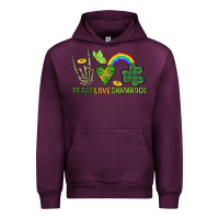 Mauve Wine Peace Love Shamrock  St. Patrick's Day Urban Hoodie - CowGirlArtShop