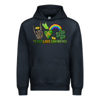 Navy Peace Love Shamrock  St. Patrick's Day Urban Hoodie - CowGirlArtShop