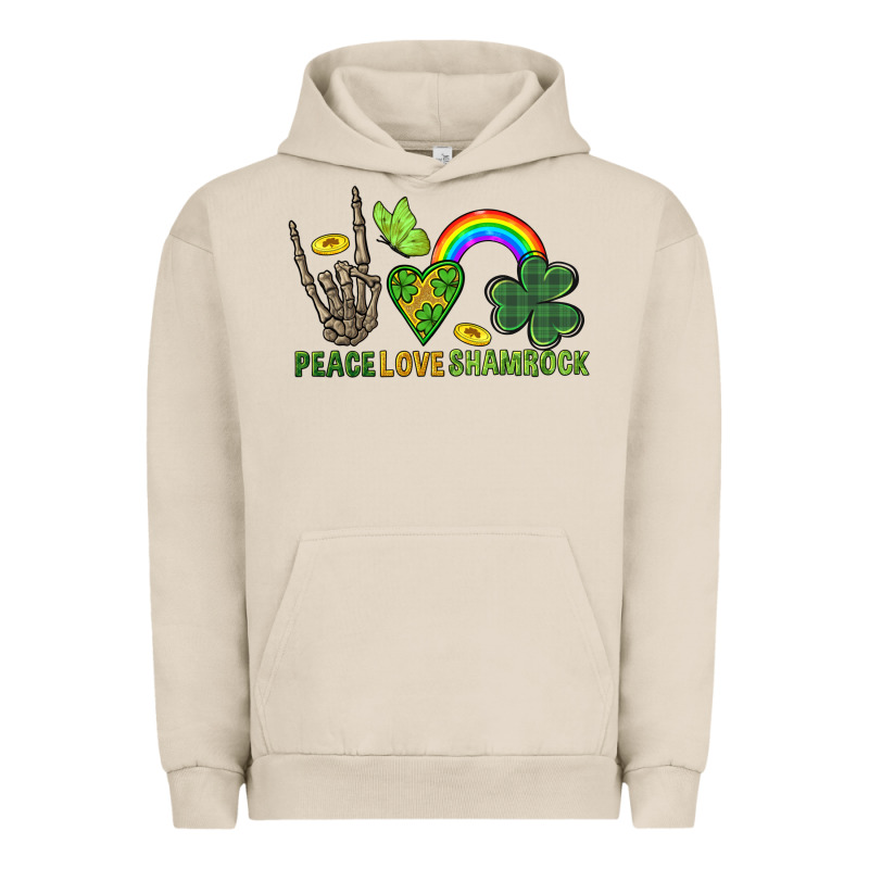 Peace Love Shamrock  St. Patrick's Day Urban Hoodie by CowGirlArtShop | Teevron
