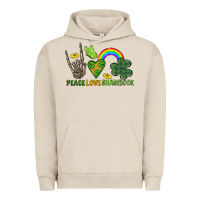 Pigment French Oak Peace Love Shamrock  St. Patrick's Day Urban Hoodie - CowGirlArtShop