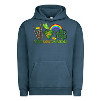 Pigment Midnight Navy Peace Love Shamrock  St. Patrick's Day Urban Hoodie - CowGirlArtShop